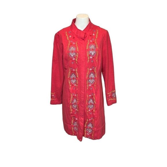 Sundance coral embroidered long jersey jacket size L petite - Picture 1 of 14